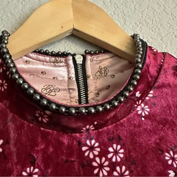 Highly Preppy Red Velvet Lace Dress Sz S Romantic Gothic Vampirecore Regencycore - Picture 10 of 14